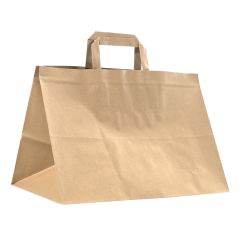 Take away bærepose med flade håndtag brun