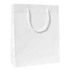 Papirbærepose Lux blank hvid