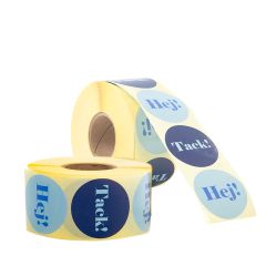 Etiket Miami blue "hej/tack"